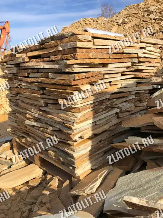 жёлтый плитняк златолит для мощения и облицовки в наличии от производителя